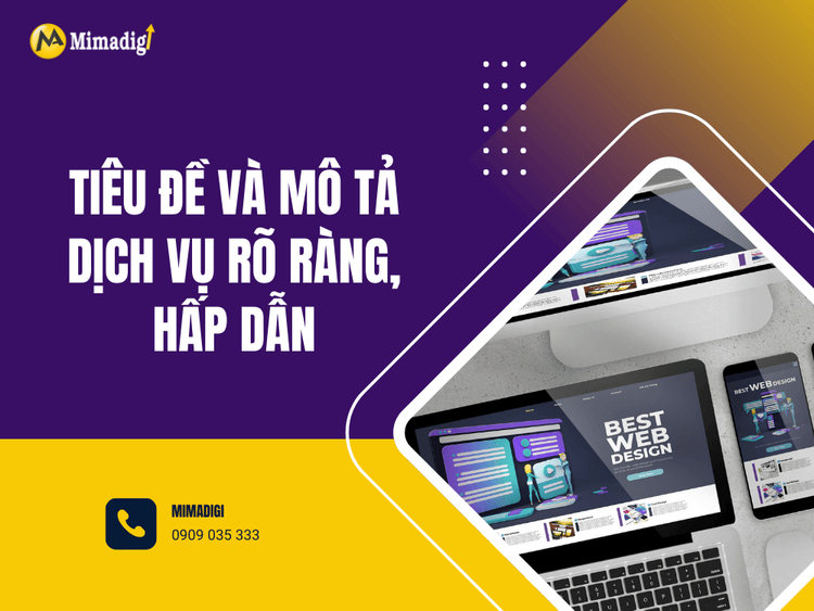 Tiêu đề và mô tả dịch vụ rõ ràng, hấp dẫn tại MIMA