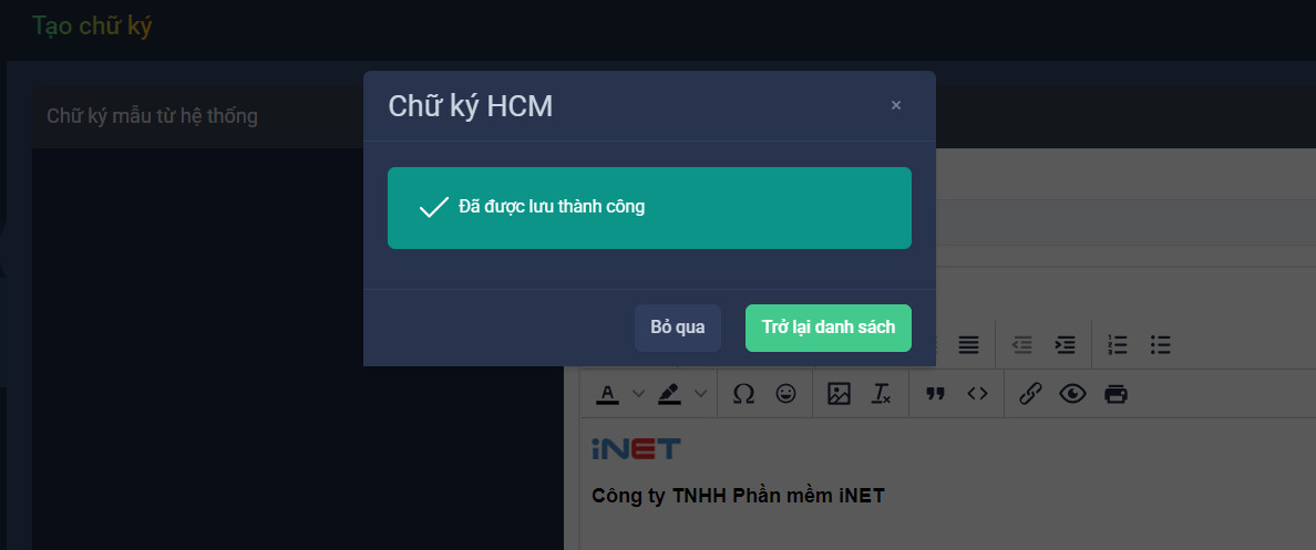 Hướng dẫn quản lý mẫu chữ ký trên trang quản trị OneMail