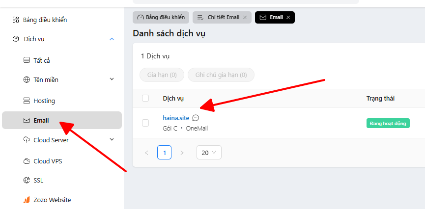 Hướng dẫn quản lý nhóm thư trên trang quản trị OneMail