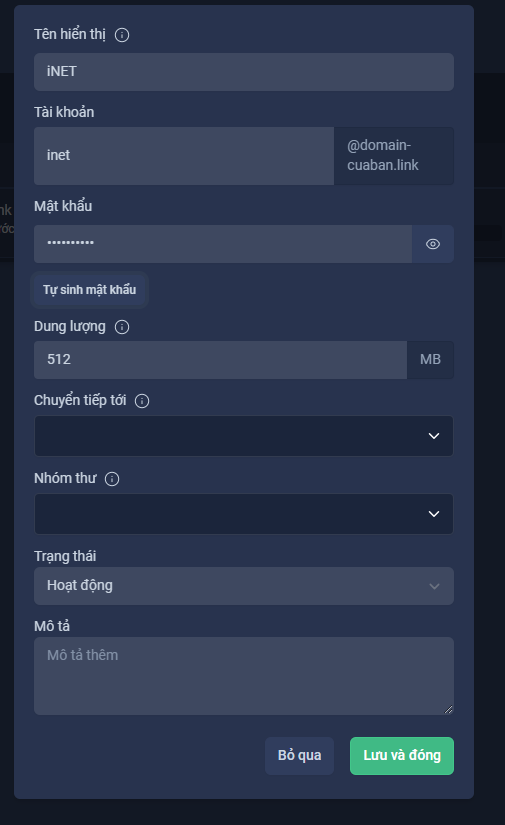 Hướng dẫn quản lý tài khoản trên trang quản trị OneMail