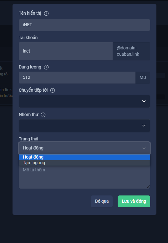 Hướng dẫn quản lý tài khoản trên trang quản trị OneMail