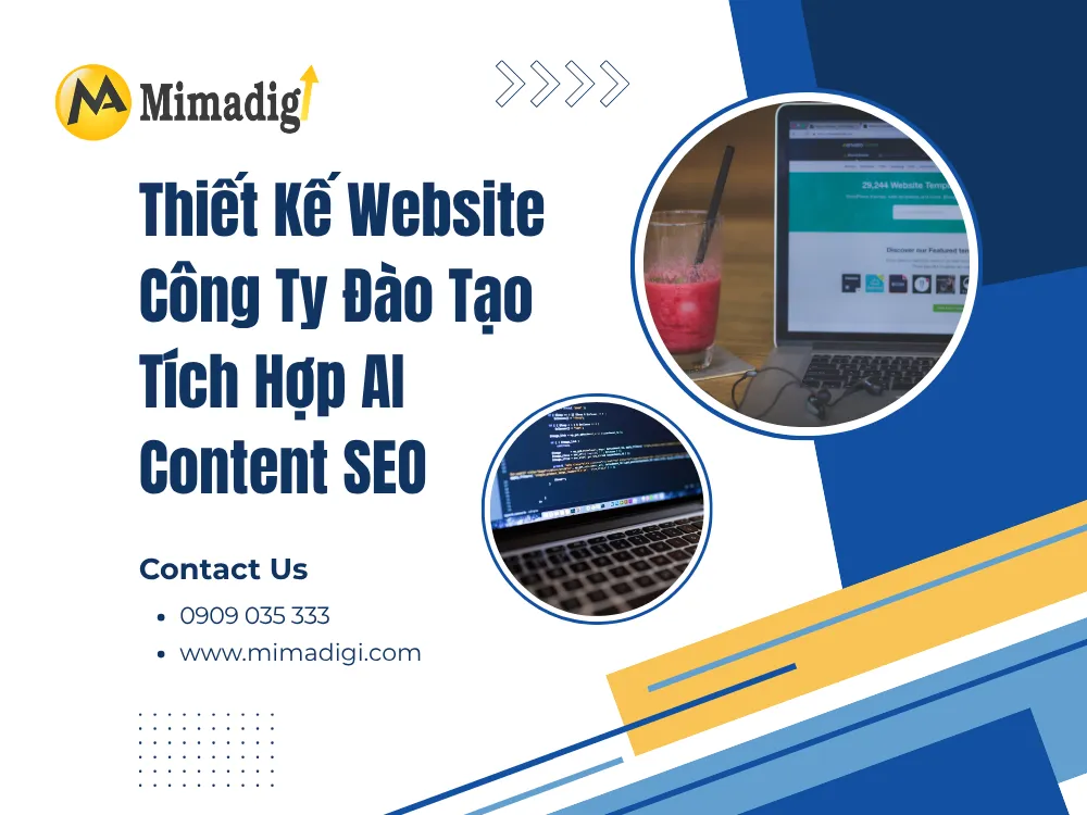Thiết kế website công ty đào tạo tích hợp ai content tại mima