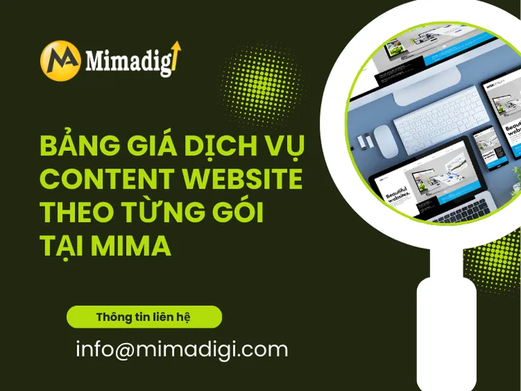 Bảng giá dịch vụ content website theo từng gói tại MIMA