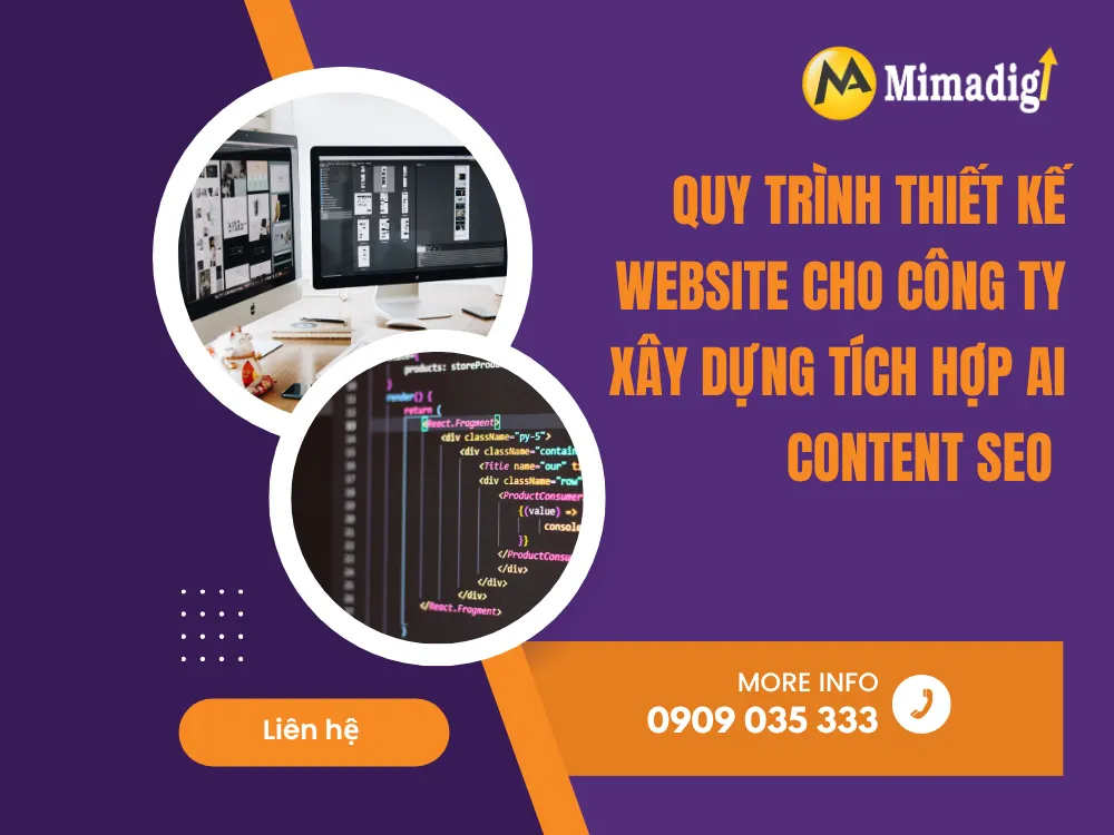 Quy trình thiết kế website cho công ty xây dựng tích hợp AI Content SEO tại mima