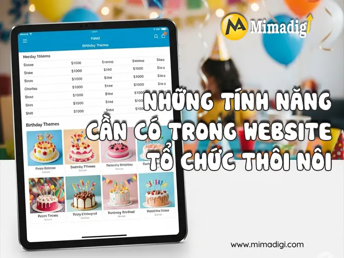 Thiết kế website dịch vụ tổ chức tiệc thôi nôi tại mimadigi